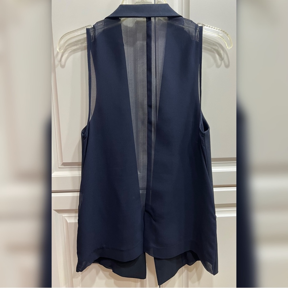 Stylish Navy Blue Sleeveless Blazer Vest